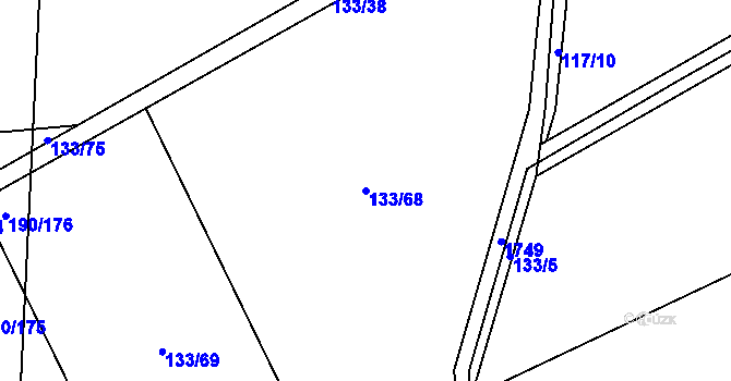 Parcela st. 133/68 v KÚ Březno u Postoloprt, Katastrální mapa