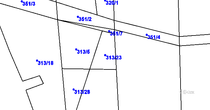 Parcela st. 313/23 v KÚ Březno u Postoloprt, Katastrální mapa
