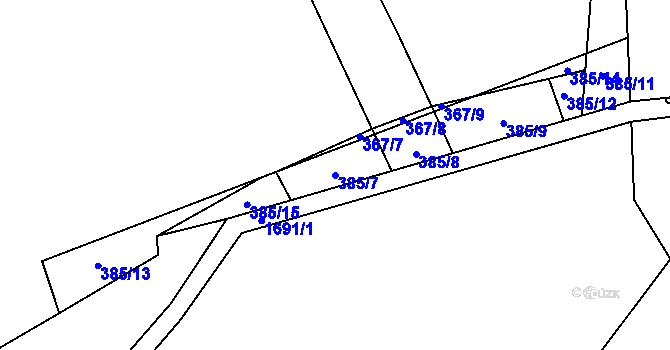 Parcela st. 385/7 v KÚ Březno u Postoloprt, Katastrální mapa