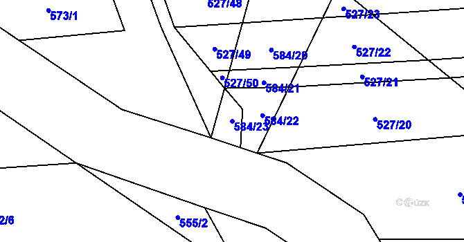 Parcela st. 584/23 v KÚ Březno u Postoloprt, Katastrální mapa