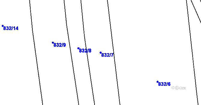 Parcela st. 832/7 v KÚ Březno u Postoloprt, Katastrální mapa