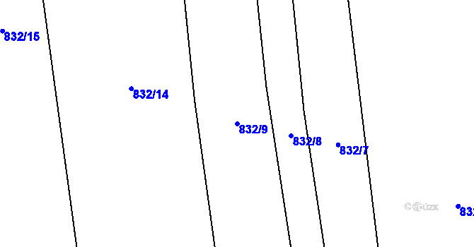 Parcela st. 832/9 v KÚ Březno u Postoloprt, Katastrální mapa