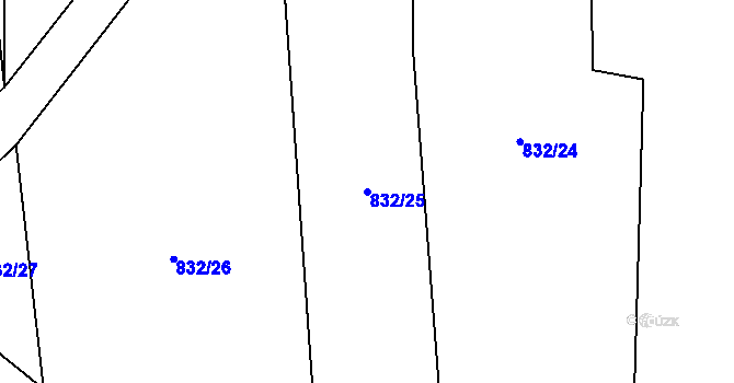 Parcela st. 832/25 v KÚ Březno u Postoloprt, Katastrální mapa