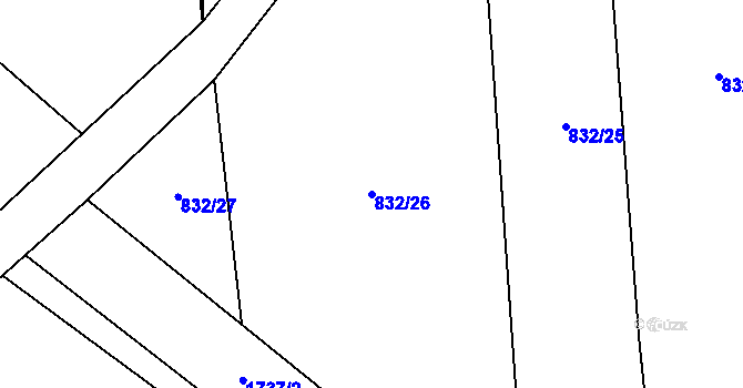 Parcela st. 832/26 v KÚ Březno u Postoloprt, Katastrální mapa
