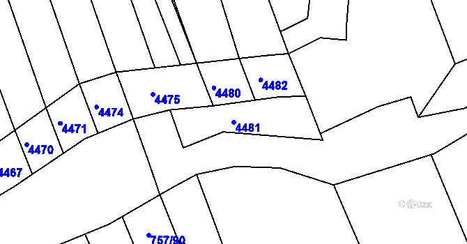 Parcela st. 4481 v KÚ Březolupy, Katastrální mapa