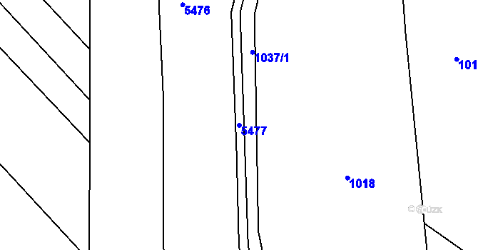 Parcela st. 5477 v KÚ Březolupy, Katastrální mapa