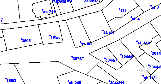 Parcela st. 5/2 v KÚ Březolupy, Katastrální mapa