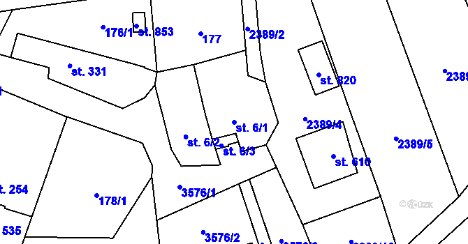 Parcela st. 6/1 v KÚ Březolupy, Katastrální mapa