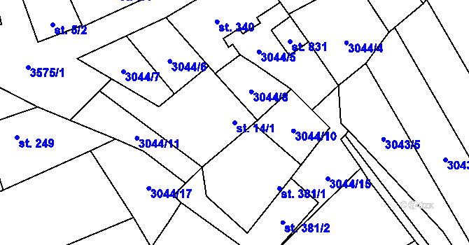 Parcela st. 14/1 v KÚ Březolupy, Katastrální mapa