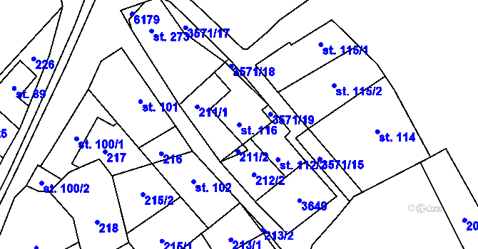 Parcela st. 116 v KÚ Březolupy, Katastrální mapa