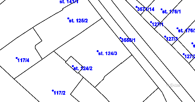 Parcela st. 124/3 v KÚ Březolupy, Katastrální mapa