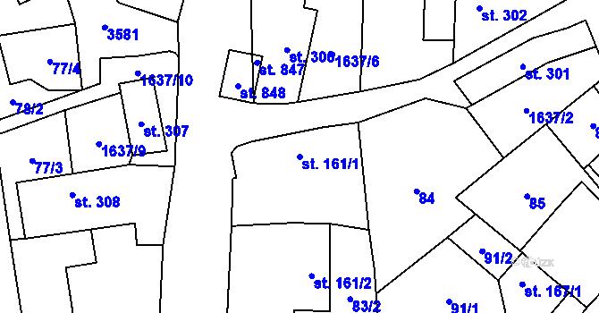Parcela st. 161/1 v KÚ Březolupy, Katastrální mapa