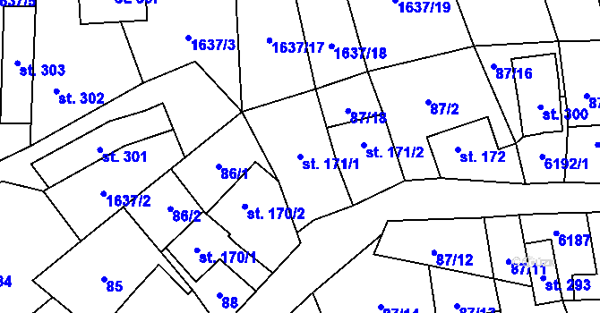 Parcela st. 171/1 v KÚ Březolupy, Katastrální mapa