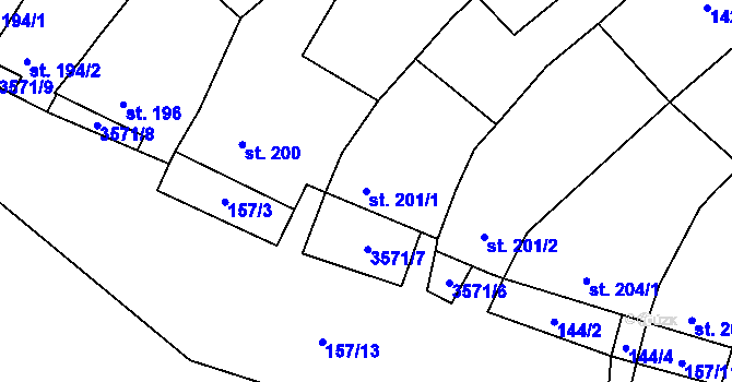 Parcela st. 201/1 v KÚ Březolupy, Katastrální mapa