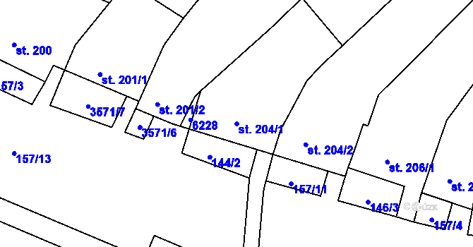 Parcela st. 204/1 v KÚ Březolupy, Katastrální mapa