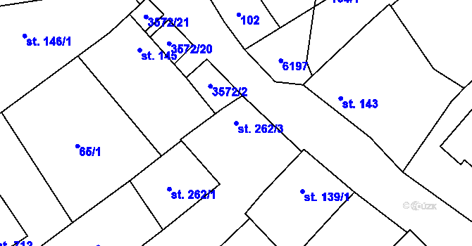 Parcela st. 262/3 v KÚ Březolupy, Katastrální mapa