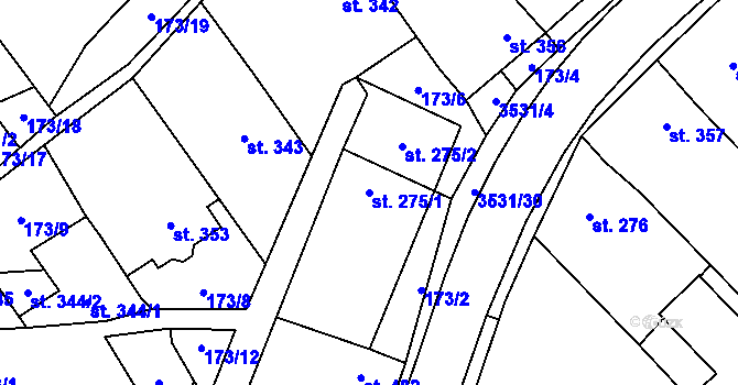 Parcela st. 275/1 v KÚ Březolupy, Katastrální mapa