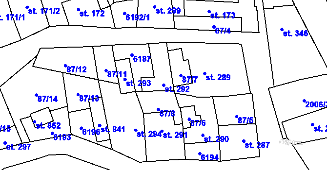 Parcela st. 292 v KÚ Březolupy, Katastrální mapa