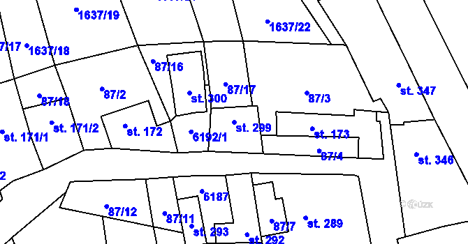 Parcela st. 299 v KÚ Březolupy, Katastrální mapa