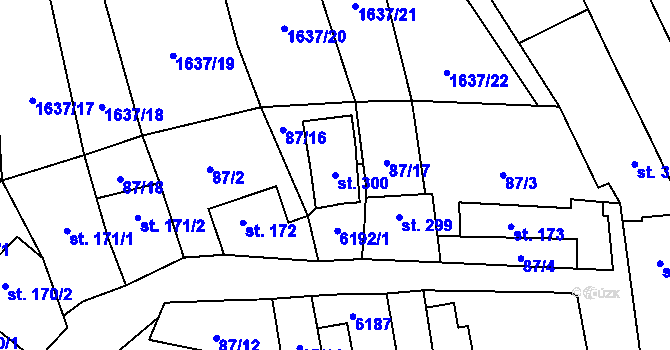 Parcela st. 300 v KÚ Březolupy, Katastrální mapa