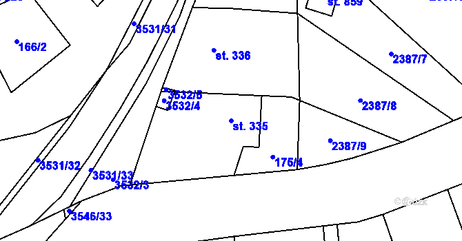 Parcela st. 335 v KÚ Březolupy, Katastrální mapa