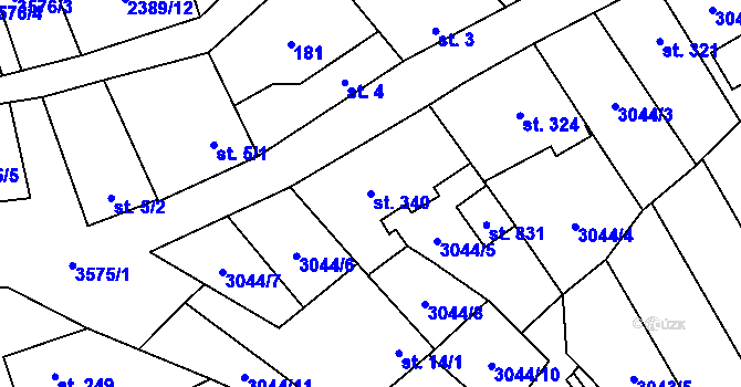 Parcela st. 340 v KÚ Březolupy, Katastrální mapa