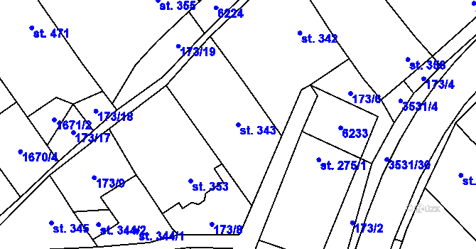 Parcela st. 343 v KÚ Březolupy, Katastrální mapa