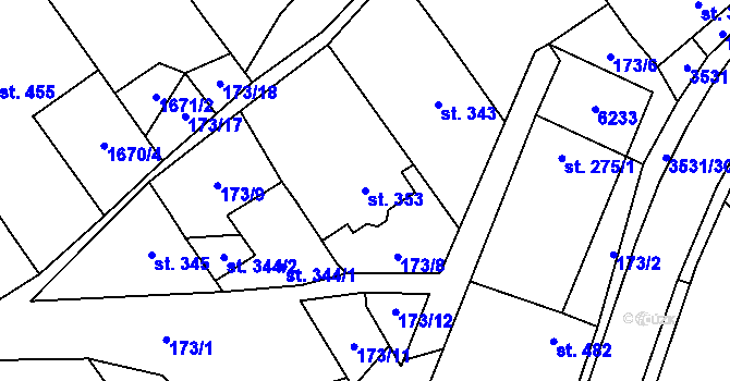 Parcela st. 353 v KÚ Březolupy, Katastrální mapa