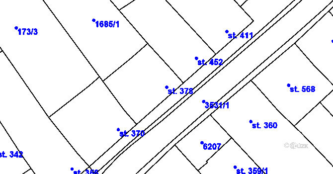 Parcela st. 378 v KÚ Březolupy, Katastrální mapa