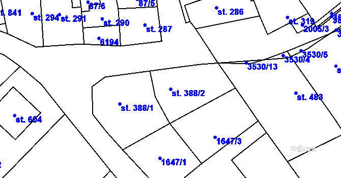 Parcela st. 388/2 v KÚ Březolupy, Katastrální mapa