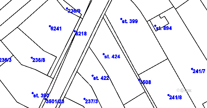 Parcela st. 424 v KÚ Březolupy, Katastrální mapa