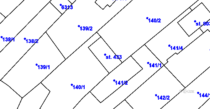 Parcela st. 433 v KÚ Březolupy, Katastrální mapa