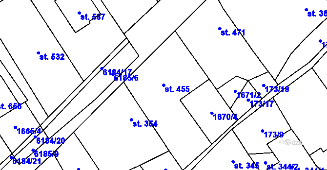 Parcela st. 455 v KÚ Březolupy, Katastrální mapa