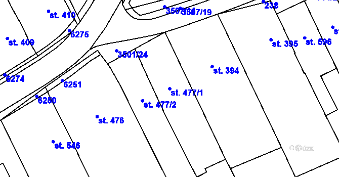 Parcela st. 477/1 v KÚ Březolupy, Katastrální mapa