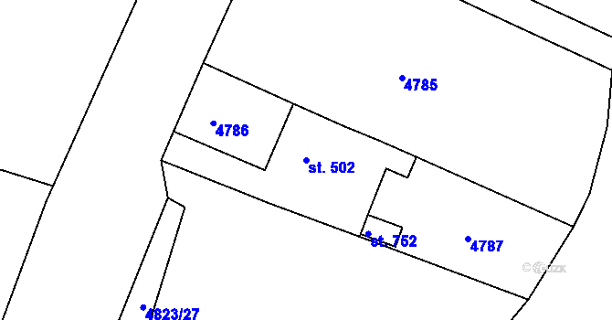 Parcela st. 502 v KÚ Březolupy, Katastrální mapa