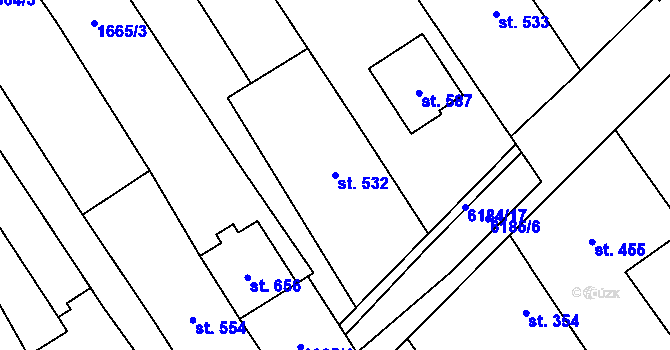 Parcela st. 532 v KÚ Březolupy, Katastrální mapa