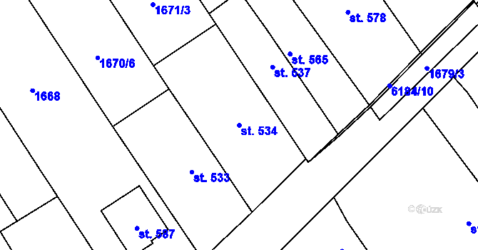 Parcela st. 534 v KÚ Březolupy, Katastrální mapa