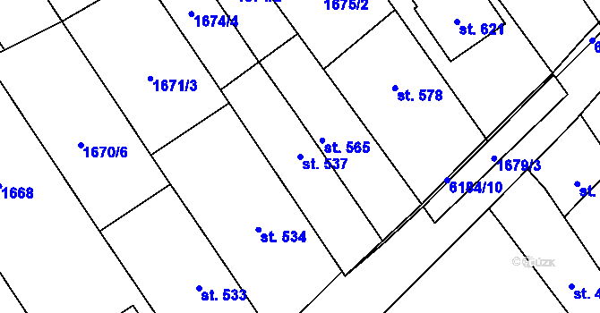 Parcela st. 537 v KÚ Březolupy, Katastrální mapa