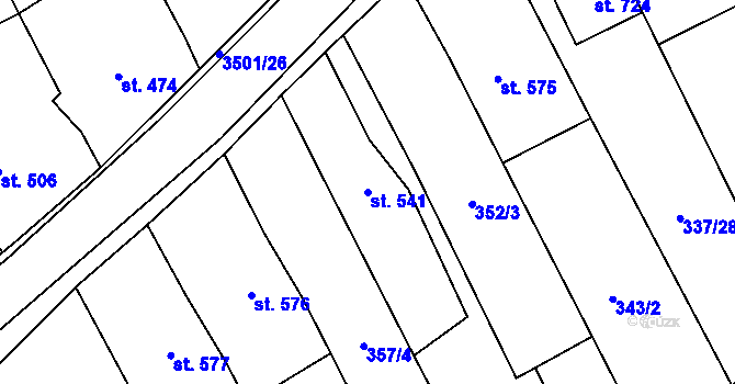 Parcela st. 541 v KÚ Březolupy, Katastrální mapa