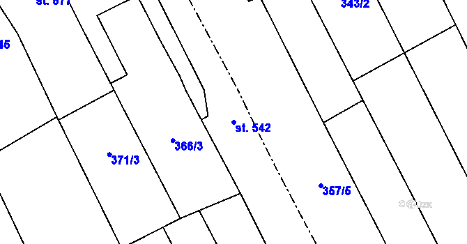 Parcela st. 542 v KÚ Březolupy, Katastrální mapa