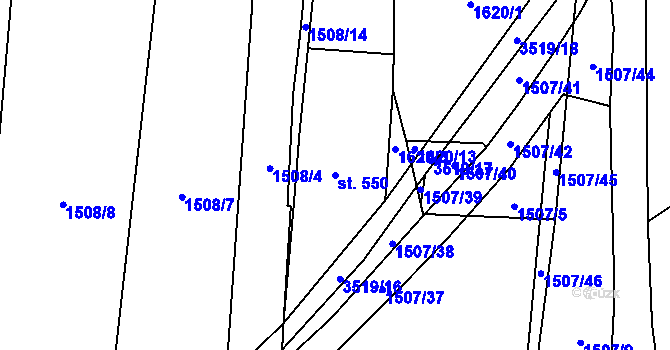 Parcela st. 550 v KÚ Březolupy, Katastrální mapa