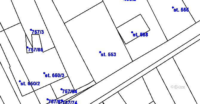 Parcela st. 553 v KÚ Březolupy, Katastrální mapa