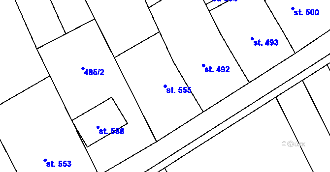 Parcela st. 555 v KÚ Březolupy, Katastrální mapa