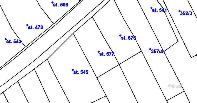 Parcela st. 577 v KÚ Březolupy, Katastrální mapa