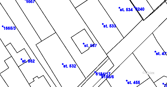 Parcela st. 587 v KÚ Březolupy, Katastrální mapa