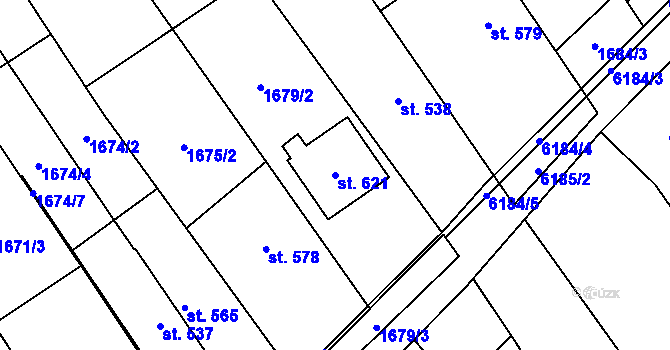 Parcela st. 621 v KÚ Březolupy, Katastrální mapa