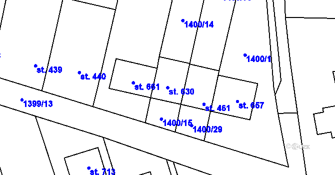 Parcela st. 630 v KÚ Březolupy, Katastrální mapa