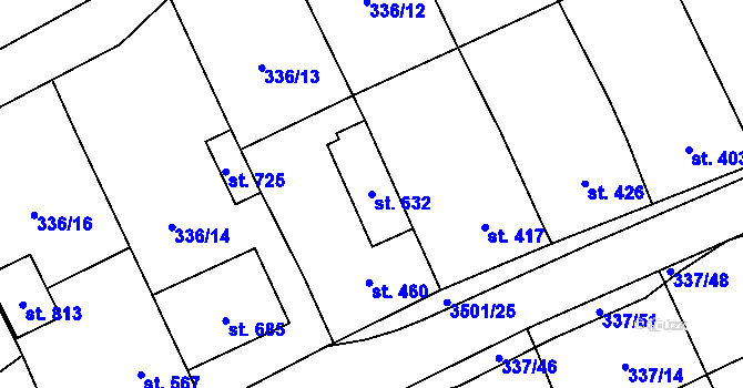 Parcela st. 632 v KÚ Březolupy, Katastrální mapa