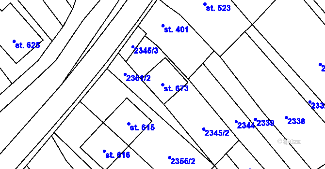 Parcela st. 673 v KÚ Březolupy, Katastrální mapa