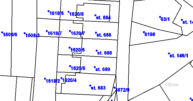 Parcela st. 688 v KÚ Březolupy, Katastrální mapa